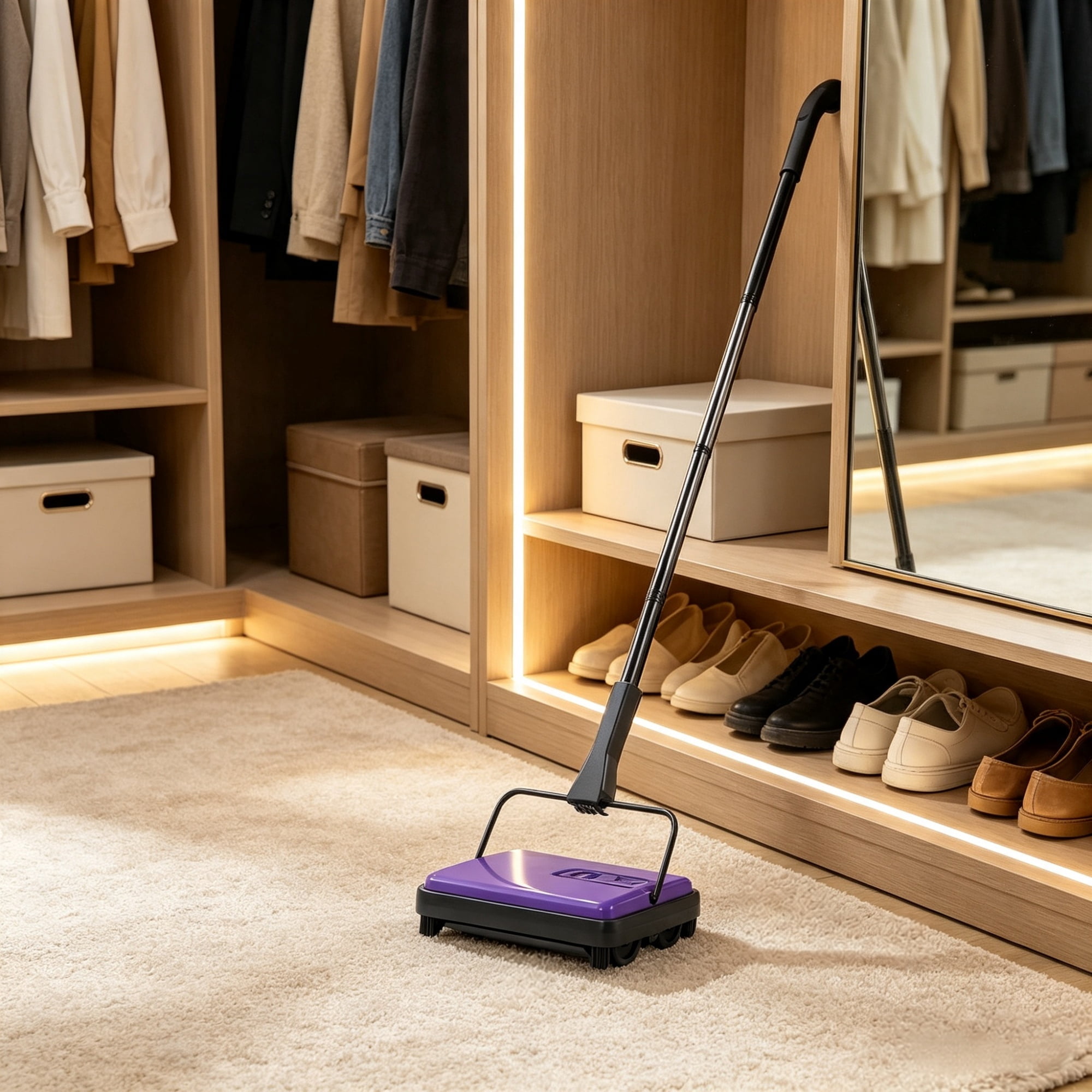 6.7" Manual Carpet Sweeper, Floor Sweeper with 300 ml Dustbin for Pet Hair & Home Office