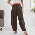 thumbnail image 2 of DHFJKG Womens Harem Pants Summer Casual Loose Fit Mid Rise Pleated Solid Color Tapered Pants With Pockets Lightweight Linen Soft Leisure Trousers, 2 of 8