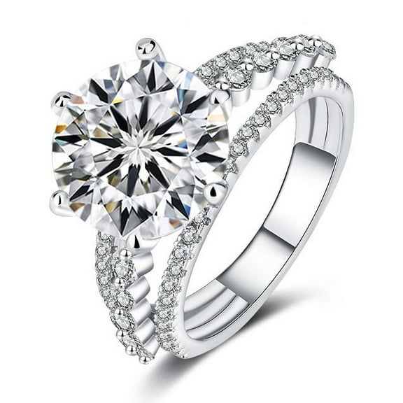 5 Carat Moissanite Rings for Women D-Color Clarity Moissanite Wedding Rings Set for Bridal Simulated Diamond Promise Ring Fiancee Lab Grown Diamond Travel Rings for Lady