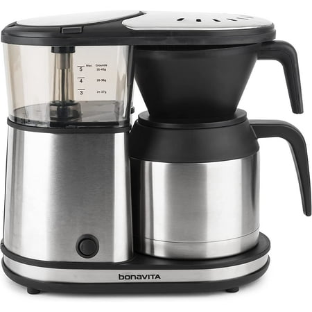 luxury Bonavita 5 Cup Drip Coffee Maker Machine One-Touch Pour Over Brewing w/ Double Wall Thermal Carafe SCA Certified 1100 Watt BPA Free Dishwasher Safe Stainless Steel BV1500TS