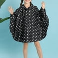 thumbnail image 2 of LIIPEE Girls Rainwear Dot Printed Long Sleeve Hooded Button Down Raincoat Child Casual Vacation Rain Jackets,Black,9-11 Years, 2 of 8