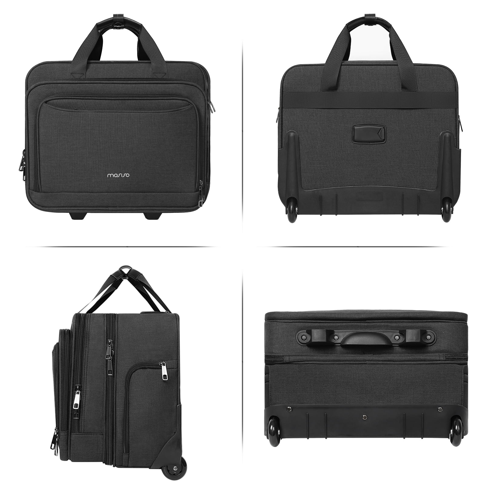 Mosiso 15-16 inch Rolling Briefcase Laptop Bag Case with Wheels for Women Men, Expandable Overnight Computer Bag with Coded Lock&Trolley Belt for Travel Business School