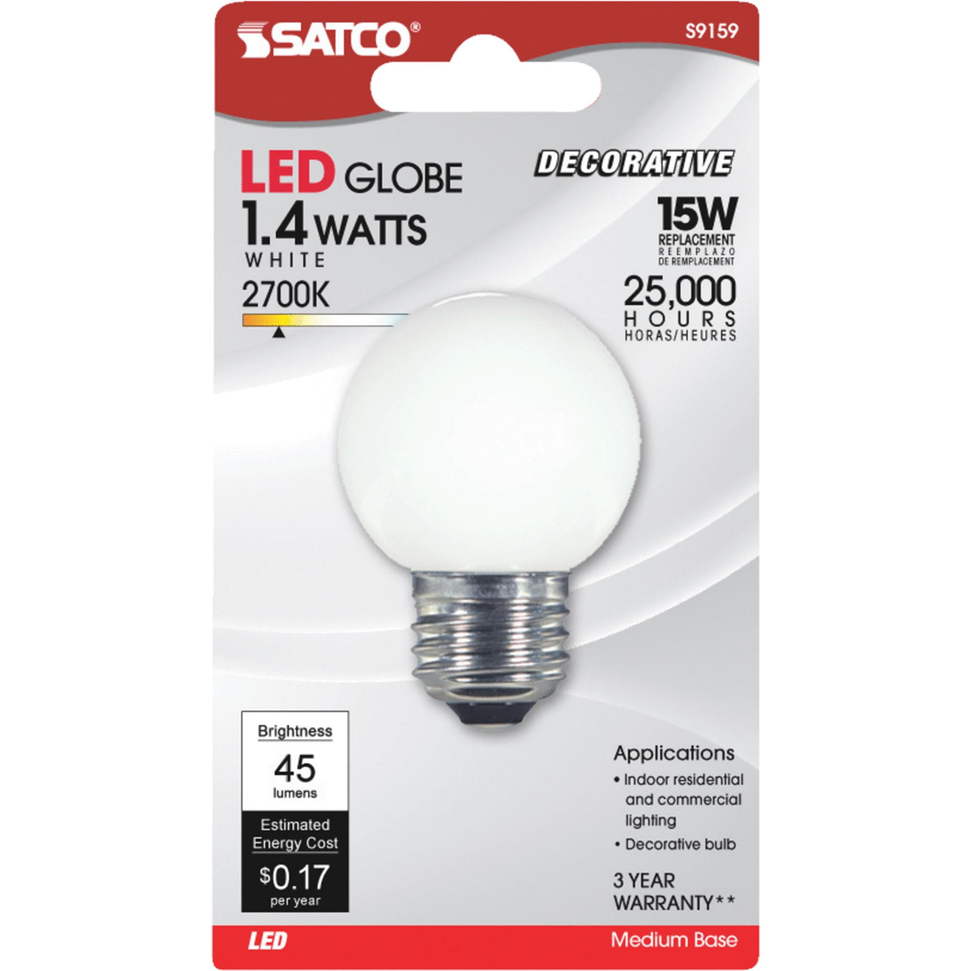 Satco G161/2 Medium LED Decorative Globe Light Bulb