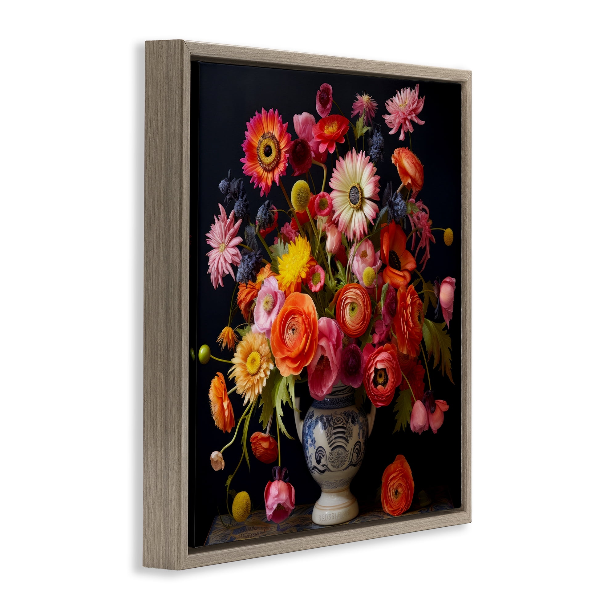 Stupell Industries Harmonious Spring Bouquet Brown Framed Floater Canvas Wall Art, design by Lazar Studio