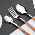 thumbnail image 4 of Stainless Steel Flatware Set for 4, Cutlery Utensils Set with Simulated Wooden Handle Include Knives Forks Spoons Service for 4, Mirror Polished and Dishwasher Safe (Silver), 4 of 10