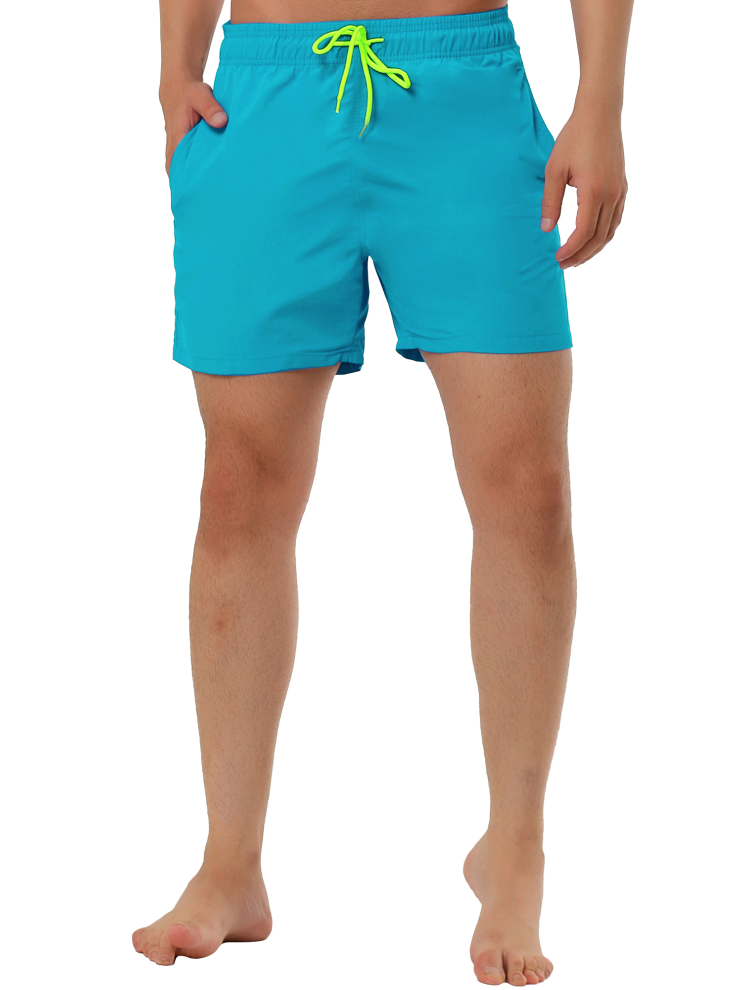 Unique Bargains Men's Summer Holiday Beach Drawstring Mesh Lining Board Shorts 28 Sky Blue