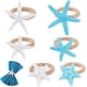 thumbnail image 1 of Juego de 6 servilleteros con forma de estrella de mar, blancos y azules. 6 estilos diferentes., 1 of 6