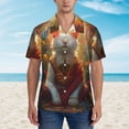 thumbnail image 2 of Sikiie Sunshine Flower Meditating Cat Print Men's Hawaiian Shirt, Summer Beach Button Pocket Short Sleeve T-Shirt,XX-Large, 2 of 7