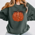thumbnail image 2 of Women Halloween Pumpkin Sequin Sweatshirt Cute Fall Graphic Long Sleeve Crew Neck Tops Casual Vintage Relaxed Fit Blouses, 2 of 4