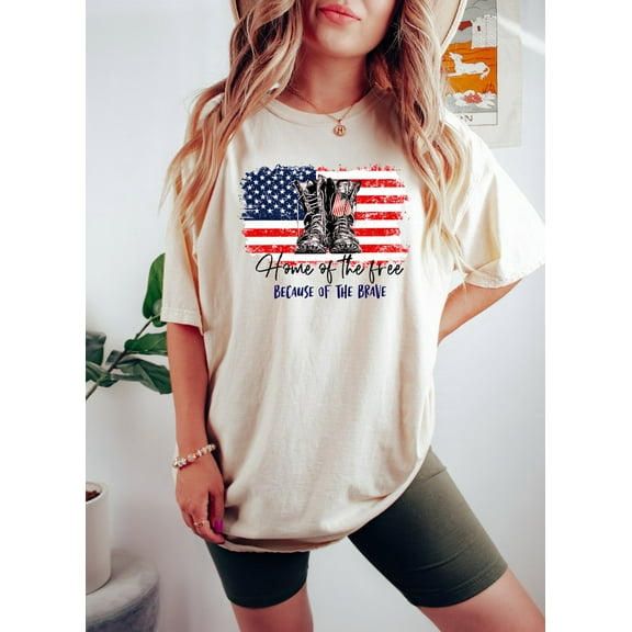 Home of The Free Because of The Brave Shirt, Retro American Flag Shirt, Independence Day Shirt For Gift, Proud American Shirt, 4th of July T