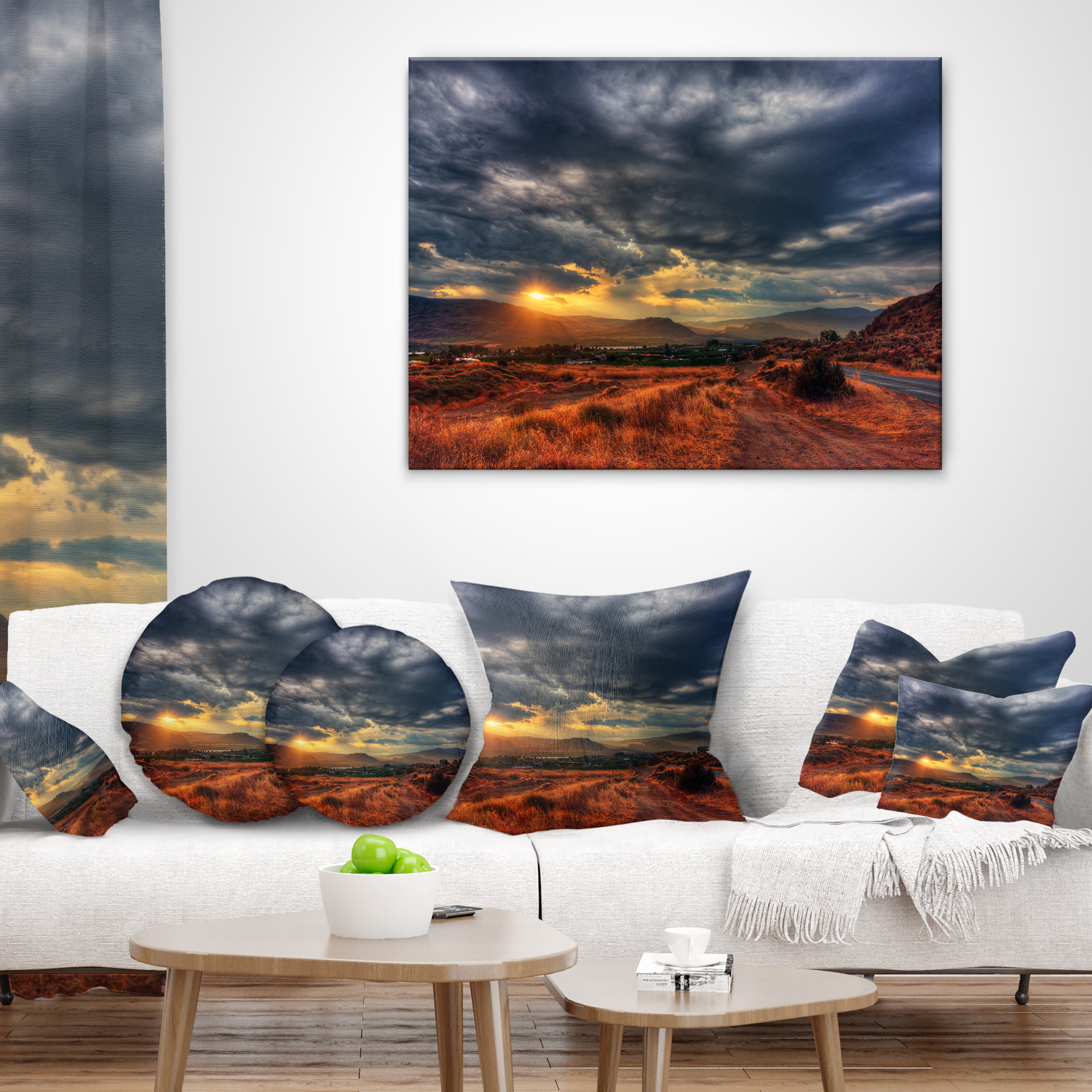 Designart Beautiful Sunrise in Osoyoos - Landscape Printed Throw Pillow - 18x18