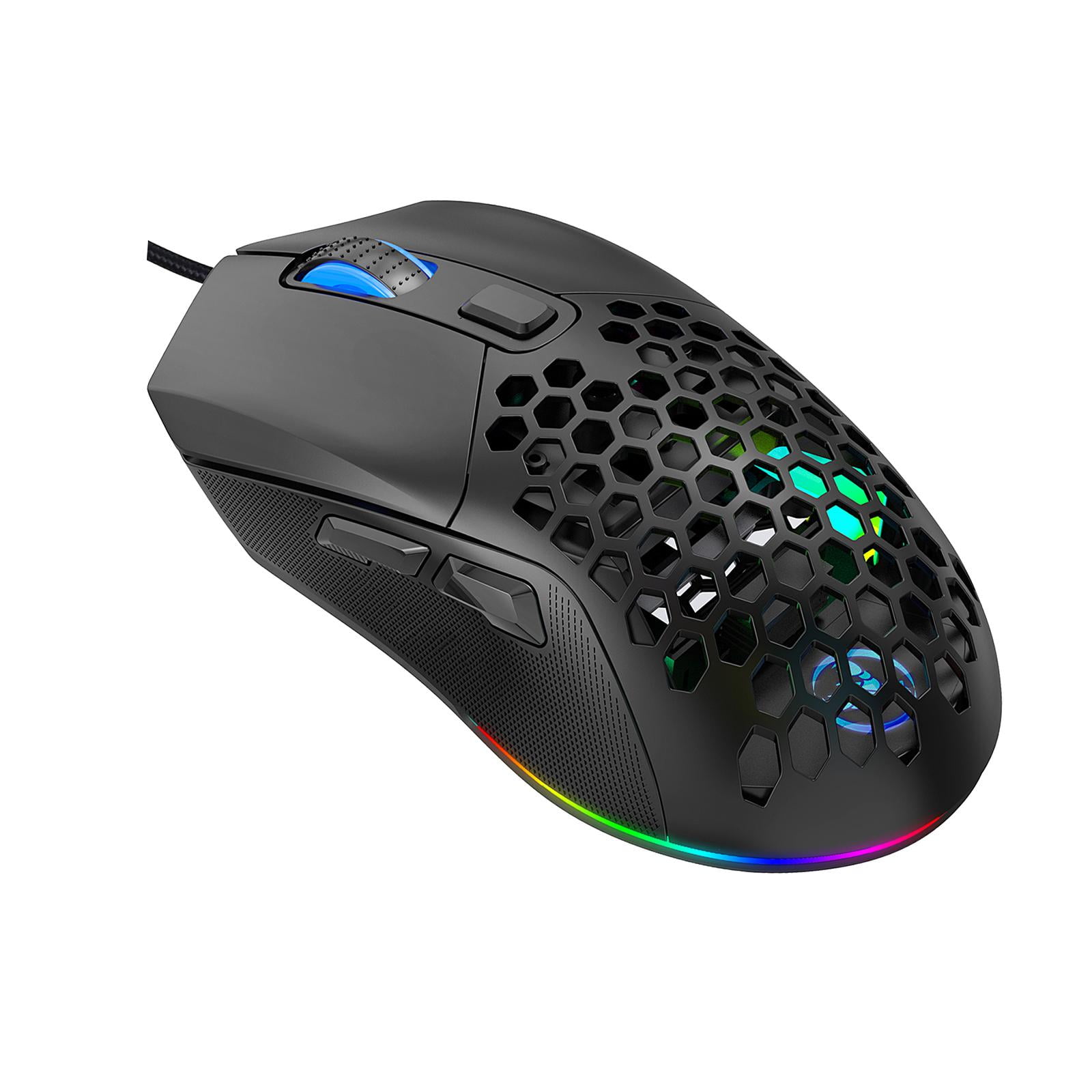 LeeQinersw USB Wired Gaming Mice 7200 DPI 6 Adjustable DPI Levels Optical Mice for PC Gamer Black