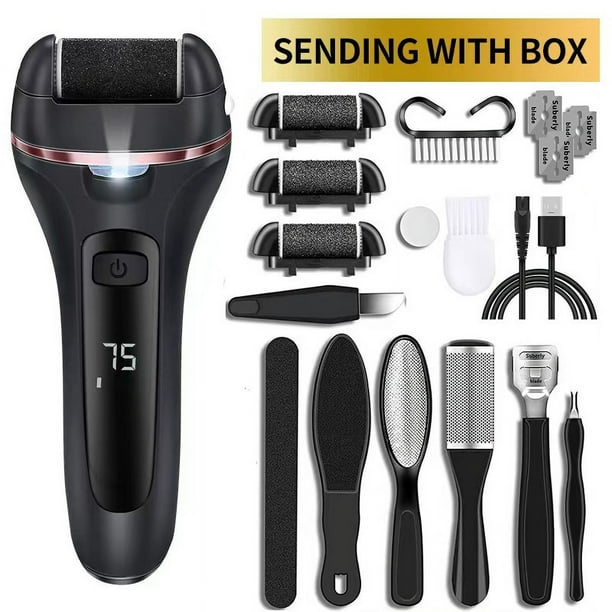 Removedor eléctrico de callos para pies, kits de pedicura electrónicos portátiles recargables, lima de fregado de pies impermeable profesional