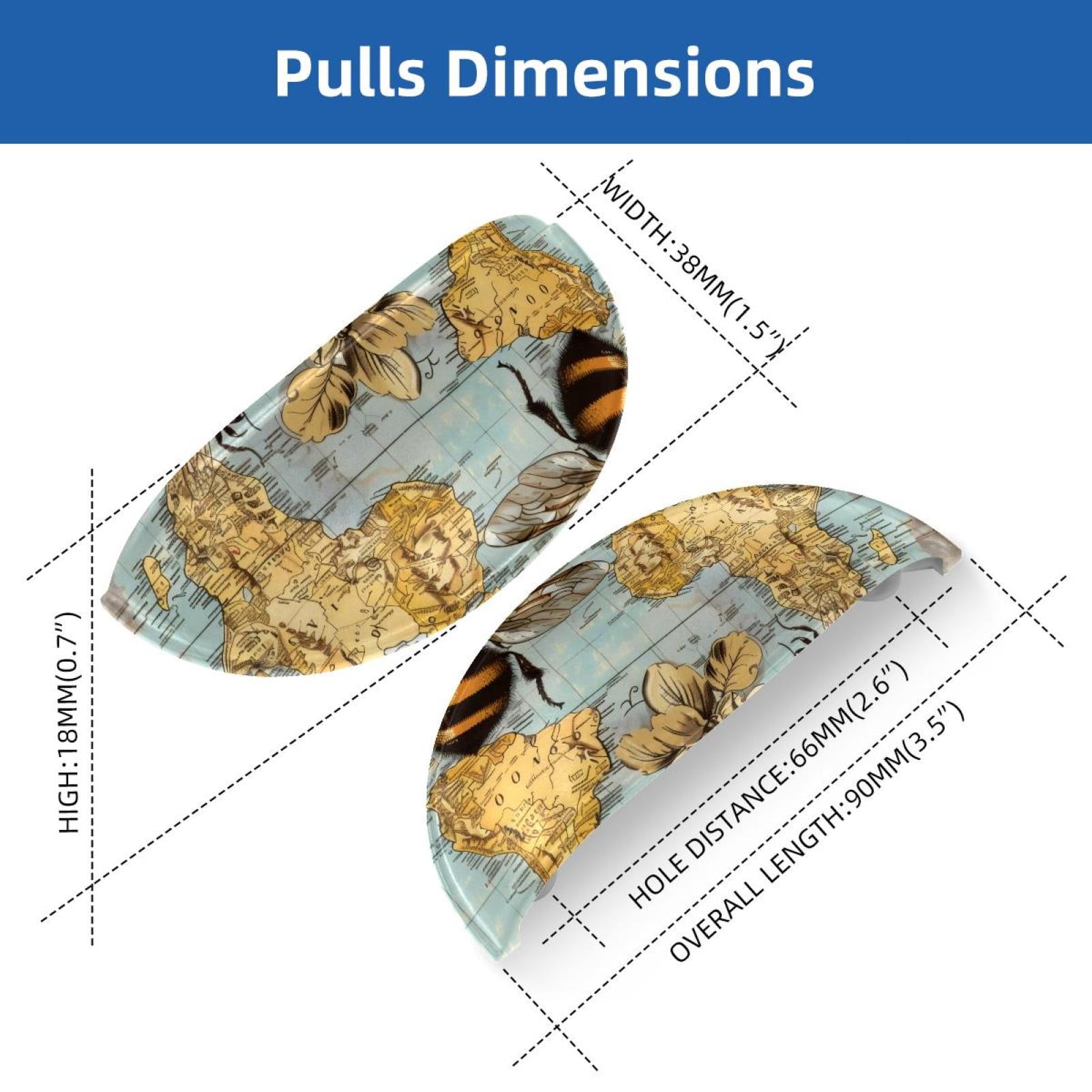 PhooArto 6 Pcs Cup Drawer Pulls, Bee Retro Map Pattern Shell Shape Handles Cabinet Knobs for Dresser Cupboard Closet Wardrobe with Screws