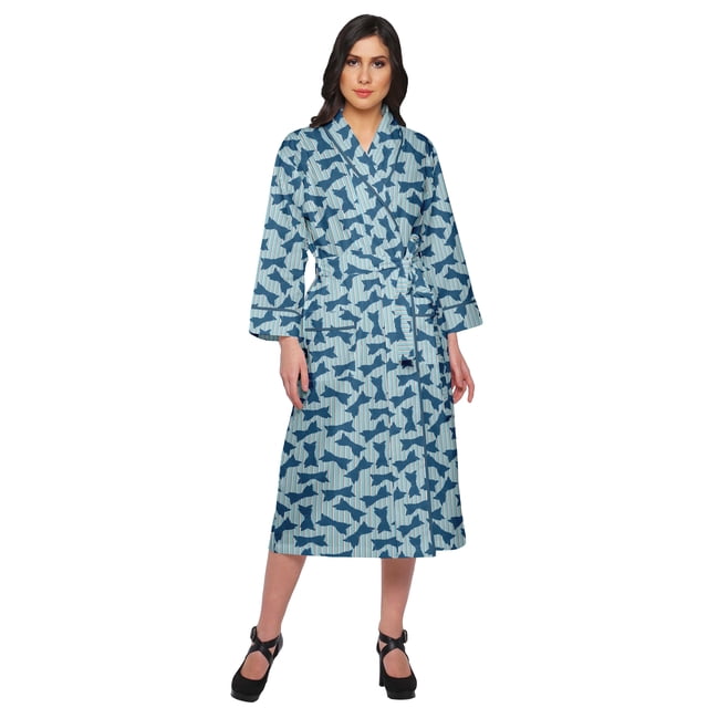 Moomaya Robe Imprimée pour Filles Peignoirs en Coton pour Femmes Robe de Chambre Enveloppante