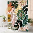 thumbnail image 2 of Extra Long Boho Floral Shower Curtain 72 x 84, Vintage Bathroom Shower Curtain with Tropical Leaves, XL Rustic Mid-Century Shower Curtains for Chic Bathroom Decor, 2 of 6