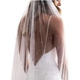 thumbnail image 1 of 1 Tier Pearl Wedding Bridal Veil With Metal Comb F55, 1 of 7