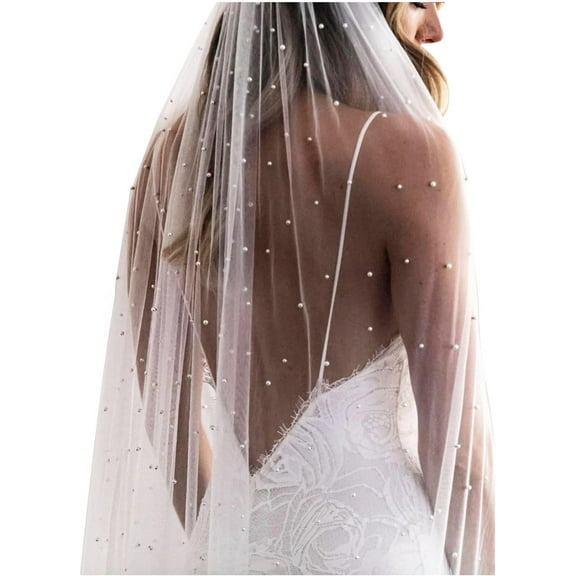 UniVerse  1 Tier Pearl Wedding Bridal Veil With Metal Comb F55