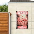 thumbnail image 2 of 2D Flat, "Beware Of Flamingos" Vintage Metal Sign - Humorous Retro Wall Art For Home, Yard, Garden & Coffee Shop - Durable Tinplate Pink & White Decor, No Electricity Needed, Easy To Hang, 2 of 11