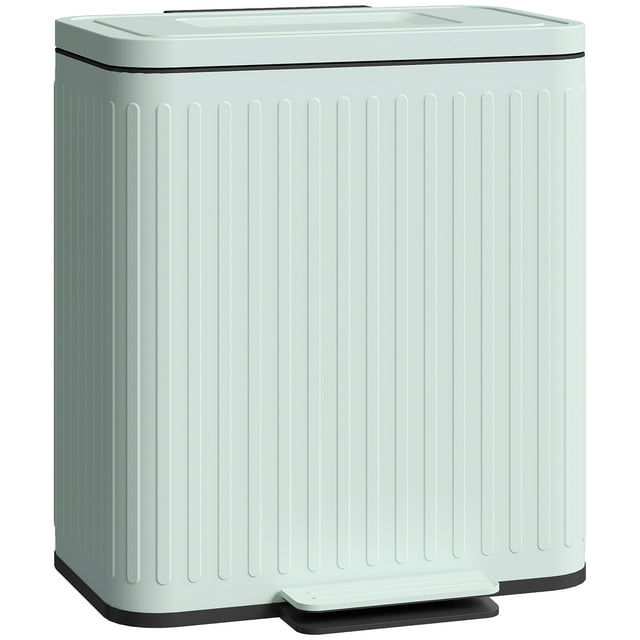 HOMCOM Trash Can, 2 x 5.3 Gallon (2 x 20 L) Garbage Can with Soft-Close Lid