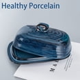 thumbnail image 3 of Mantequera Hasense de porcelana con tapa cubierta de encimera azul, 3 of 9