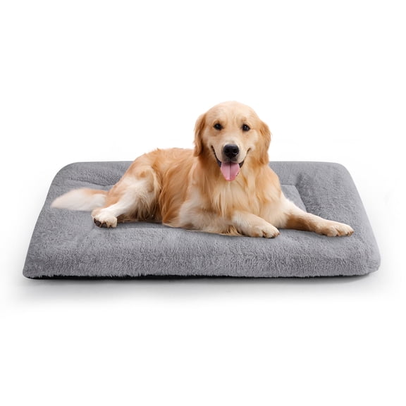 EMONIA Dog Beds Crate Pad,Super Soft Fabric Machine Washable & Anti Slip, Kennel Mat Suitable for Large, and Medium Dogs 42"x 28",Light Gray
