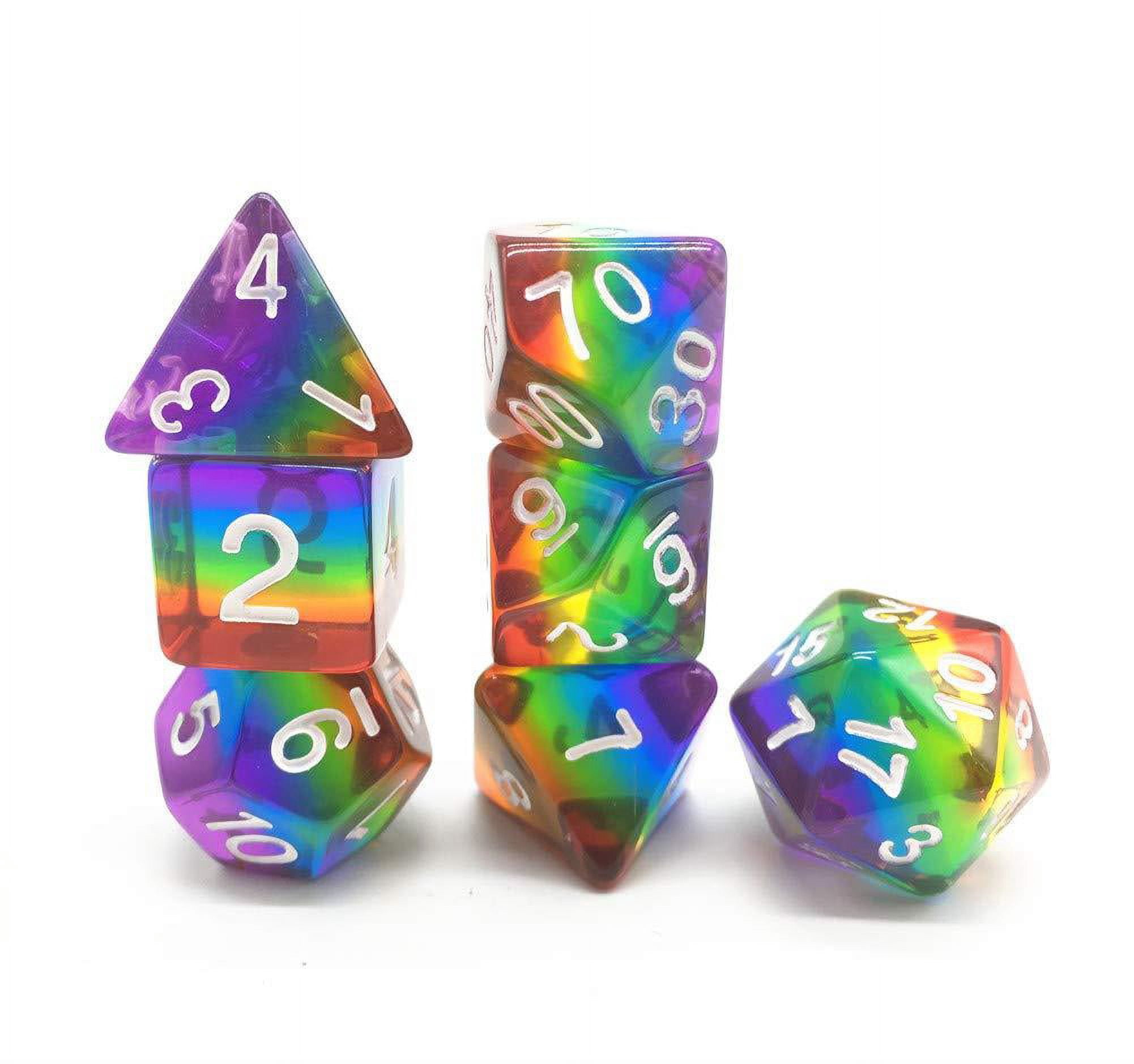 RPG Dice Set (7+1): Rainbow Translucent Resin
