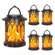 Solar Lanterns Outdoor Waterproof, Upgraded Flickering Flame Outdoor Solar Lantern, Outdoor Hanging Solar Lights for Yard Porch Path Balcony Patio Decor 2 Pack