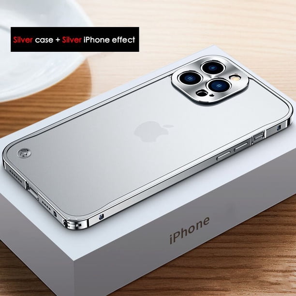 Funda de marco de Metal galvanizado de lujo para iPhone 11, 12, 13, 14 Pro Max, 12, 13, Mini, 14Plus, placa trasera acrílica esmerilada