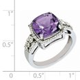 thumbnail image 2 of 925 Sterling Silver Rhodium-plated Checker-Cut Amethyst and Diamond Ring, 2 of 2