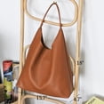 thumbnail image 4 of Bolso Hobo HOXIS de piel vegana suave para mujer naranja-marrón, 4 of 6