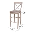 thumbnail image 6 of Wood 36" Round Bar Table and 2 X-back Stools in Washed Gray Taupe - Set of 3, 6 of 7