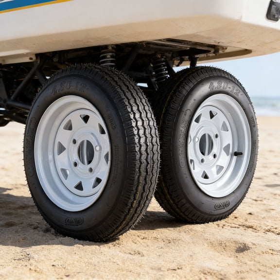 COZONY 2 Pack Trailer Tire, 6PR,4.80-12,12" Rims 4 Lug Spoke Wheel, Load Range C,Rubber