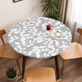 thumbnail image 5 of Branch Leaves Elastic Fitted Round Table Cover Plant Grey White Waterproof Outdoor Tablecloth for Holiday Party, Picnic, Patio & Dining Fits Tables Up to 45"-54", 5 of 8