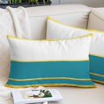 thumbnail image 2 of Modern Teal Gold Throw Pillow Cover 12 x 20 Inch Decorative Pillow Cover Minimalist Geometric Yellow Striped Lumbar Pillowcase Seasonal Rectangle Cushion Case for Couch Sofa Bed Living Room, 2 of 9