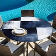 thumbnail image 5 of Blue White Round Tablecloth 55-60 Inch Round Fitted Table Cloth with Elastic Edge, Abstract Graffiti Graffiti Art Paint Waterproof Table Cover Protector for Outdoor Picnic Party Dining, 5 of 6