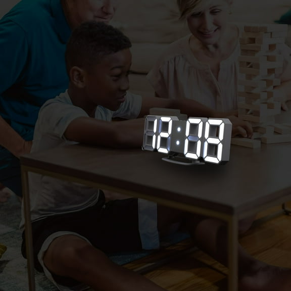 Masteelf  Small Wall Clock Digital with Timer LED Silent Snooze Fashionable