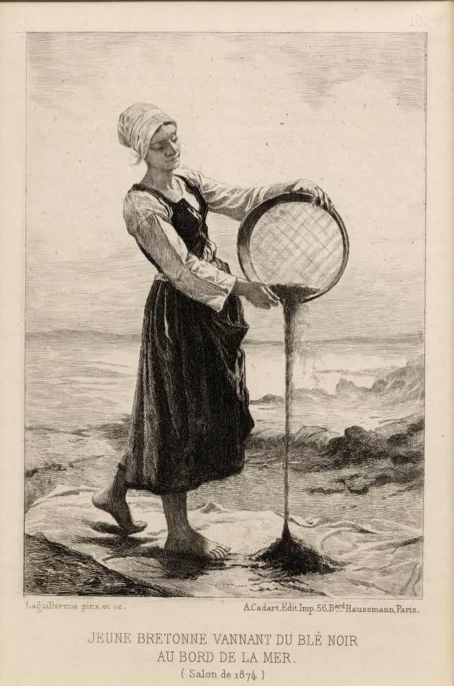 Jeune Bretonne Vannant De Bl Noir Au Bord De La Mer Young Bretonne Winnowing Buckwheat At The Seaside From A Print By Cadart After Frederic Auguste Laguillermie 1874 Canvas Art - Ken Welsh Design Pic