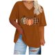 thumbnail image 1 of Camisetas Casuales de las Mujeres con Cuello en V Grande de la Calabaza de Acción de Gracias de Manga Corta, Base de Verano de Color Sólido para el Uso Diario, 1 of 4