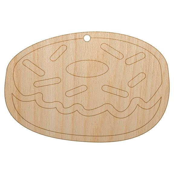 Donut with Sprinkles Wood Holiday Christmas Tree Ornament Unfinished DIY Pre-Drilled Craft