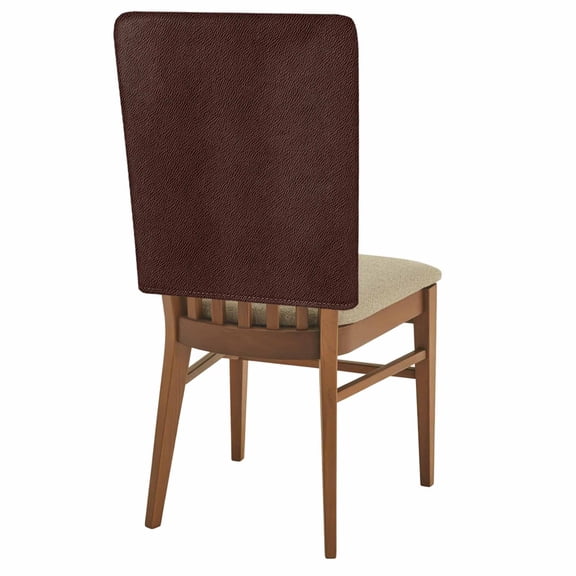 Leather Texture Chair Back Covers Set of 8, Vintage Brown Classic Art Stretch Dining Chair Back Slipcovers Removable Seat Cover for Kitchen Restaurant Hotel Cafe