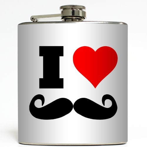 Mustache Love - Liquid Courage Flasks - 6 oz. Stainless Steel Flask