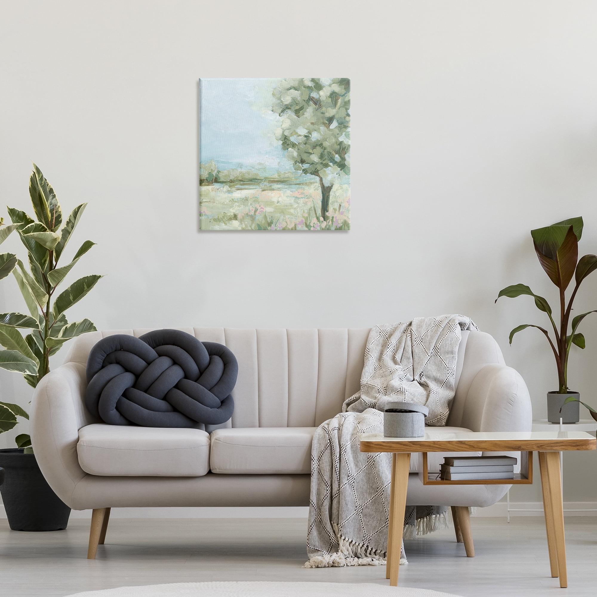 Stupell Industries Lone Tree by Field Landscape & Nature Painting Wrapped Canvas Art Print Wall Art, 24 x 24