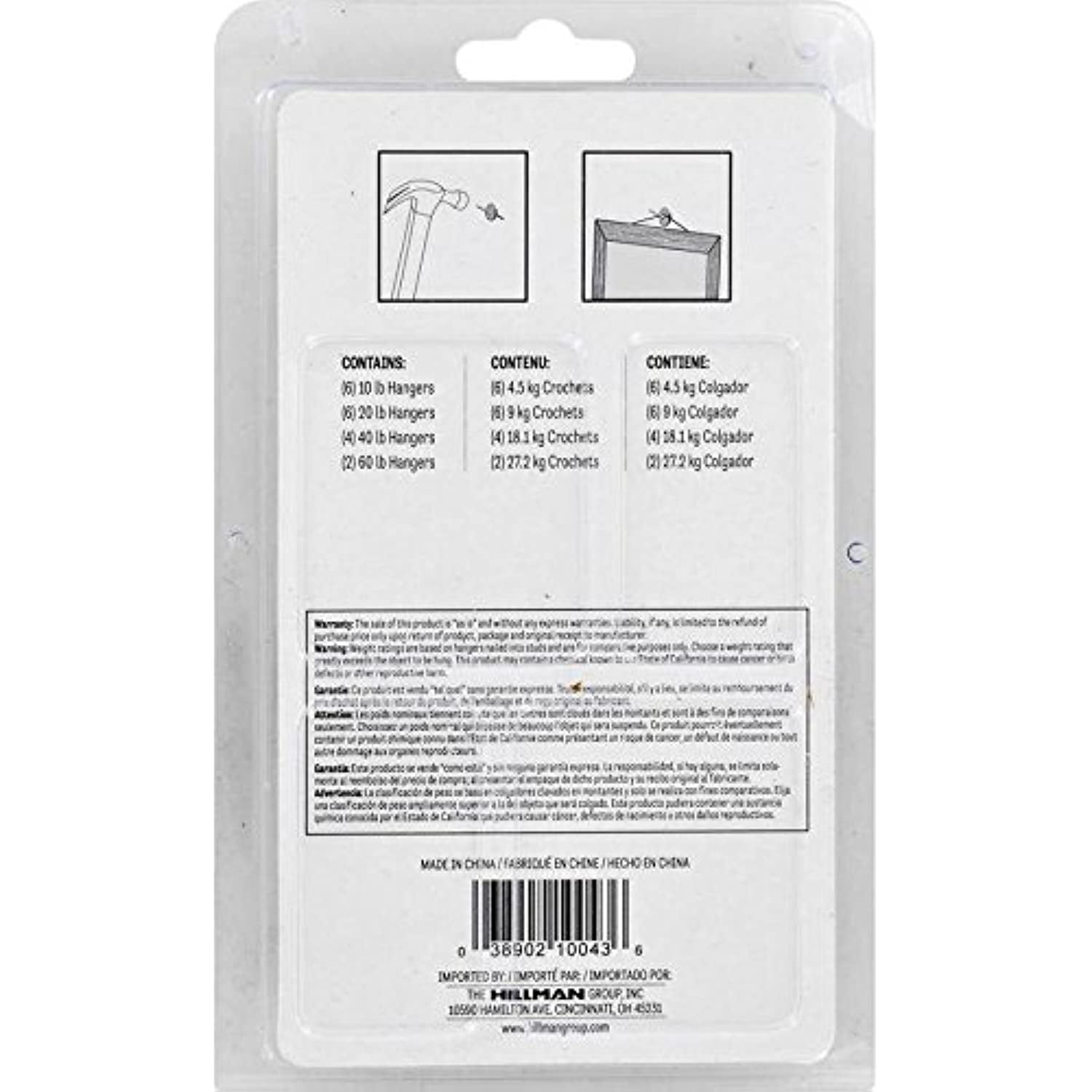 Hillman Fasteners 243691 18 Piece One Step Picture Hanger