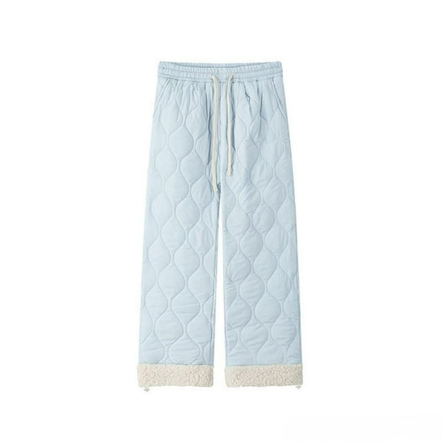 FcBaudy Full Length Pants Man Solid Color Fleecing Intensification Pockets Drawstring Lambskin Trousers Man Polyester Trousers