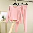 thumbnail image 7 of HAOTAGS Womens Pajama Sets Shorts,Warm Round Neck Loose Pj Lounge Sets Long Sleeve Sleepwear Pink M, 7 of 7