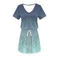 thumbnail image 7 of THDHVS Casual Dresses for Women,Womens Dresses,V Neck Midi Dress with Short Sleeve Side Pocket and Tie Detail Print Army Green, 7 of 7