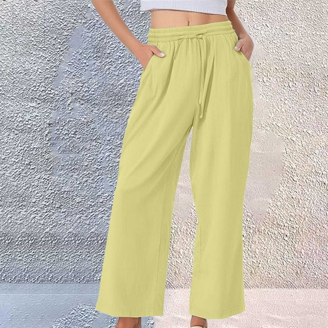 Wide Leg Pants Woman, Pure Cotton and Baggy Elastic with Pockets