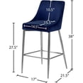 thumbnail image 5 of Meridian Furniture Karina Collection Modern | Contemporary Velvet Upholstered Counter Stool with Polished Chrome Metal Legs and Foot Rest, Set of 2, Navy, 5 of 5