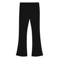 thumbnail image 3 of Arnsht Girls Solid Color Fleece lined Flare Leggings Kids High Waist Bell Bottom Pants Casual Cotton Leggings for Teen Girls Black 11 Years, 3 of 5
